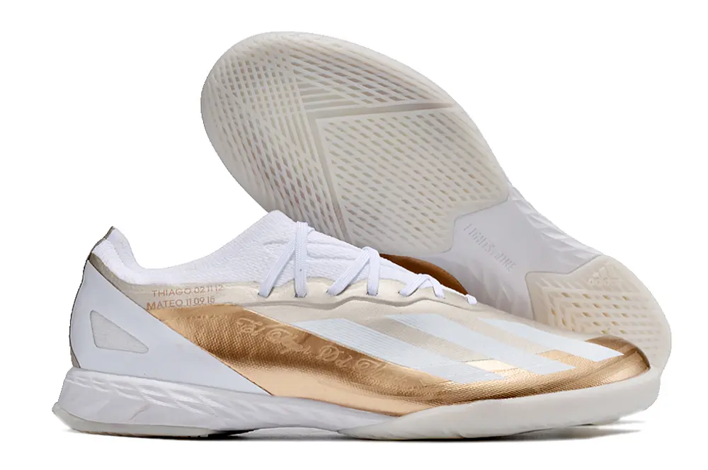 Messi x Adidas X Crazyfast.1 IC - White/Metallic Gold/White Sparkle