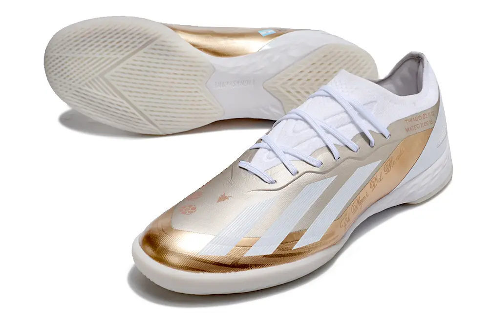 Messi x Adidas X Crazyfast.1 IC - White/Metallic Gold/White Sparkle