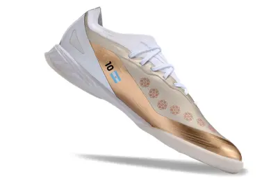 Messi x Adidas X Crazyfast.1 IC - White/Metallic Gold/White Sparkle