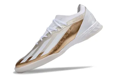 Messi x Adidas X Crazyfast.1 IC - White/Metallic Gold/White Sparkle