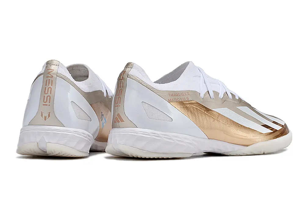 Messi x Adidas X Crazyfast.1 IC - White/Metallic Gold/White Sparkle