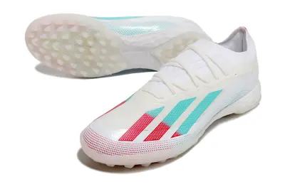 Adidas X Crazyfast.1 TF Astro Turf Soccer Shoes - White/Aquatic Blue/Crimson Red