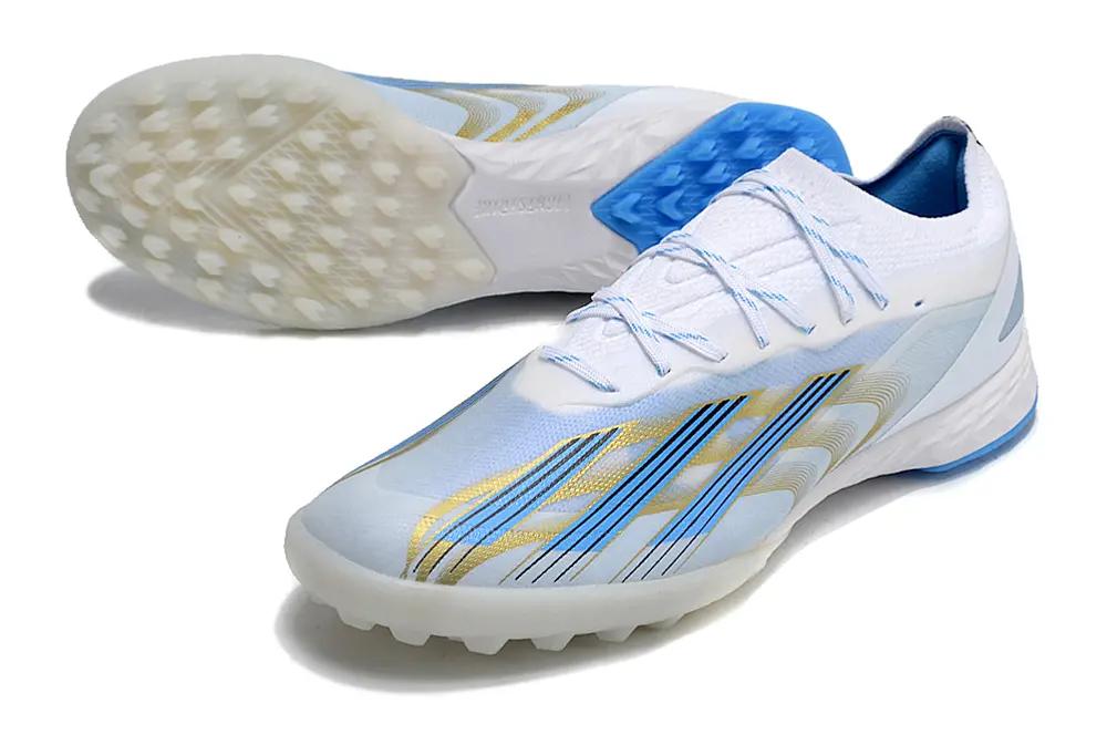 Adidas X Crazyfast.1 TF - White/Sky Blue/Golden Yellow