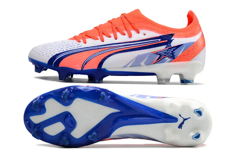 Puma Ultra Ultimate FG - White/Electric Orange/Blue Burst