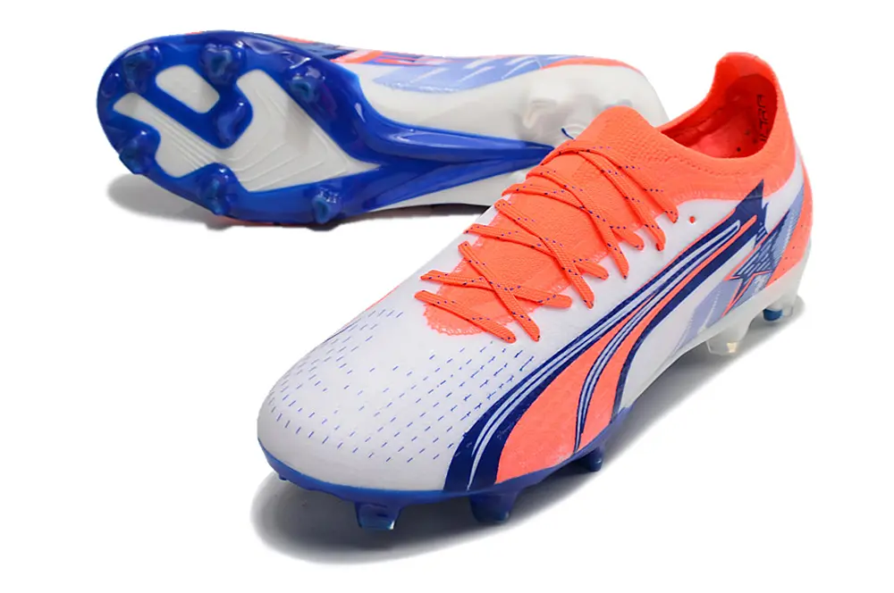 Puma Ultra Ultimate FG - White/Electric Orange/Blue Burst