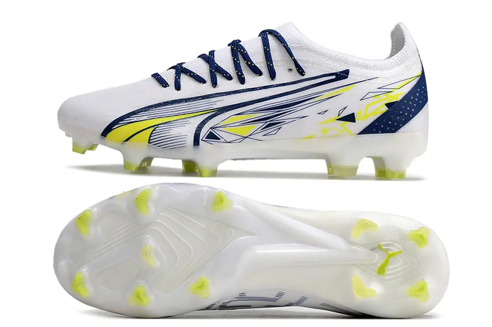 Puma Ultra Ultimate FG - White/Electric Yellow/Navy Blue