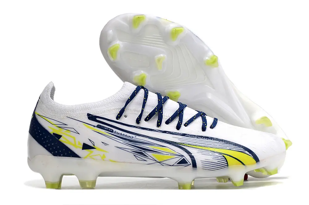 Puma Ultra Ultimate FG - White/Electric Yellow/Navy Blue