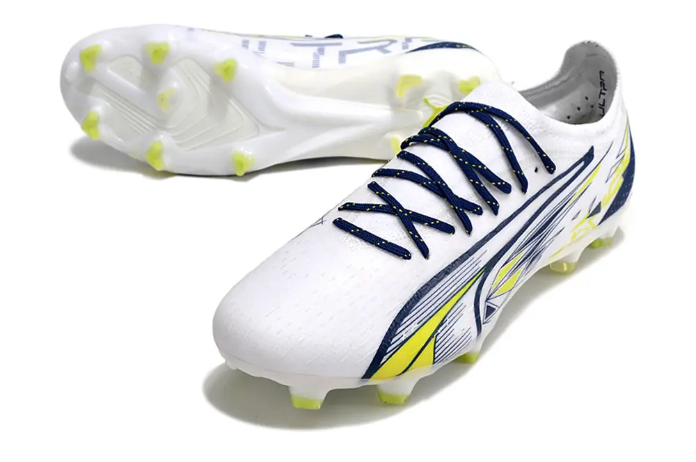 Puma Ultra Ultimate FG - White/Electric Yellow/Navy Blue