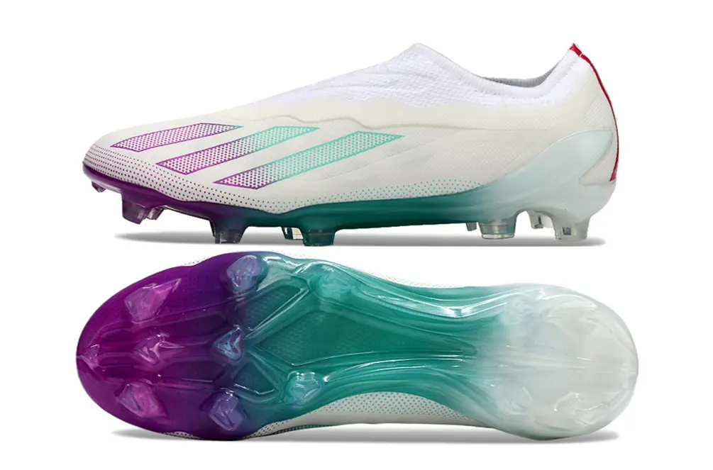 Adidas X Crazyfast Elite Laceless FG - White/Vibrant Purple/Teal Green