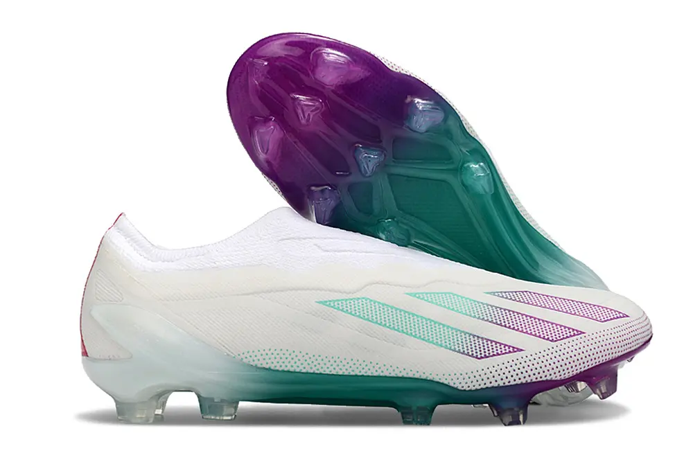 Adidas X Crazyfast Elite Laceless FG - White/Vibrant Purple/Teal Green