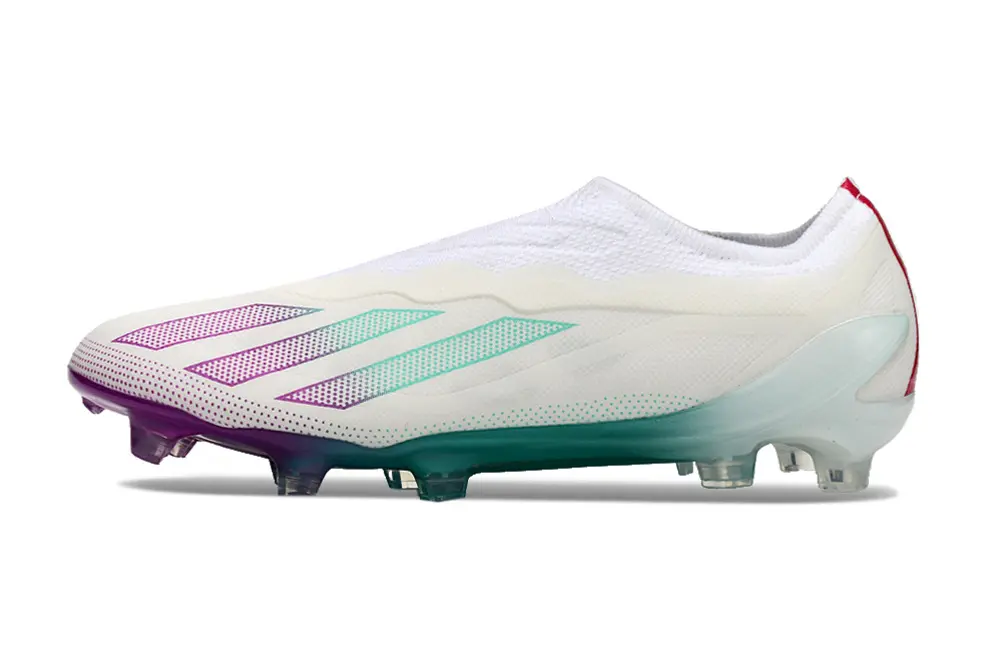 Adidas X Crazyfast Elite Laceless FG - White/Vibrant Purple/Teal Green