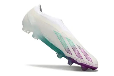 Adidas X Crazyfast Elite Laceless FG - White/Vibrant Purple/Teal Green