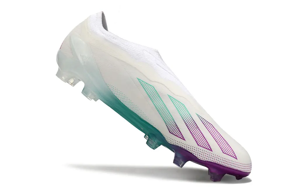 Adidas X Crazyfast Elite Laceless FG - White/Vibrant Purple/Teal Green