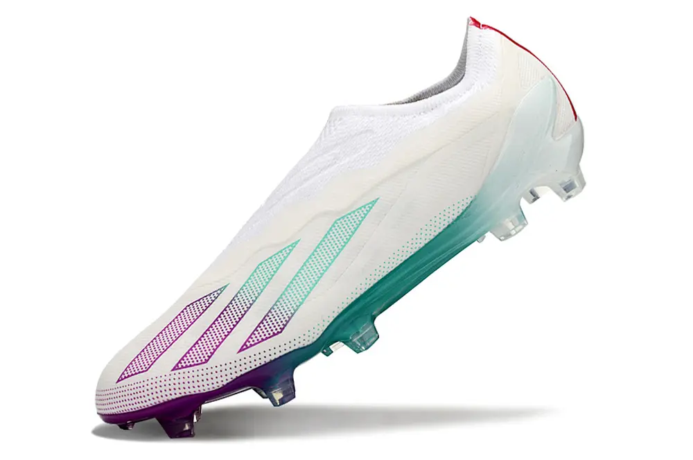 Adidas X Crazyfast Elite Laceless FG - White/Vibrant Purple/Teal Green