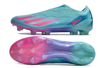 Messi x Adidas X Crazyfast Elite Laceless FG - Aqua/Fluorescent Pink/Gradient Lavender