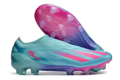 Messi x Adidas X Crazyfast Elite Laceless FG - Aqua/Fluorescent Pink/Gradient Lavender