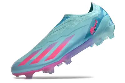Messi x Adidas X Crazyfast Elite Laceless FG - Aqua/Fluorescent Pink/Gradient Lavender