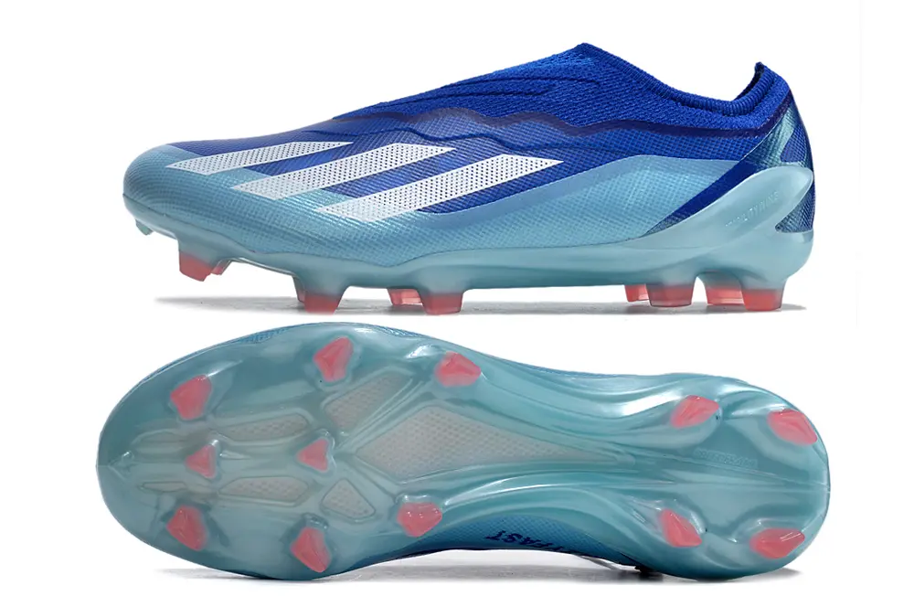 Adidas X Crazyfast Elite Laceless FG - Blue/Aqua Blue/Pink Accents