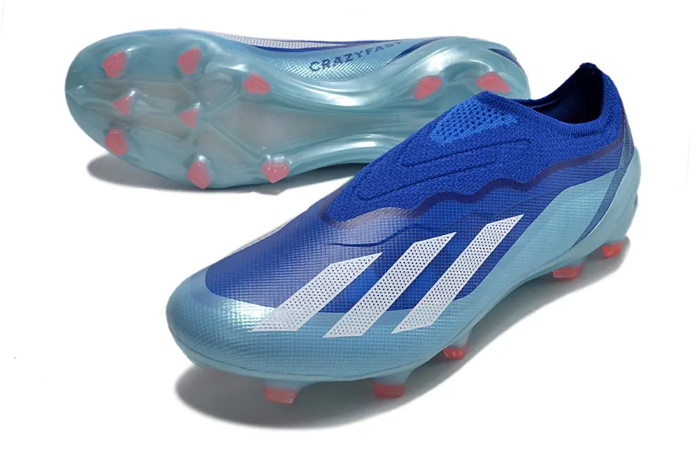 Adidas X Crazyfast Elite Laceless FG - Blue/Aqua Blue/Pink Accents