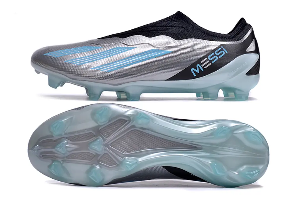 Messi x Adidas X Crazyfast Elite Laceless FG - Silver/Sky Blue/Black