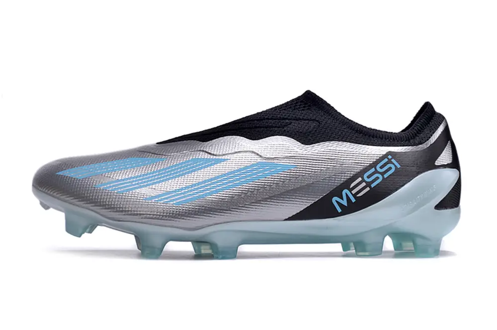 Messi x Adidas X Crazyfast Elite Laceless FG - Silver/Sky Blue/Black