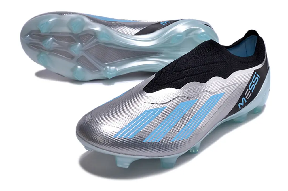 Messi x Adidas X Crazyfast Elite Laceless FG - Silver/Sky Blue/Black