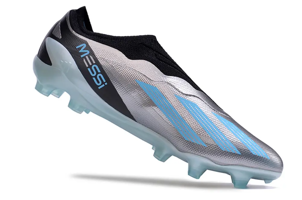 Messi x Adidas X Crazyfast Elite Laceless FG - Silver/Sky Blue/Black