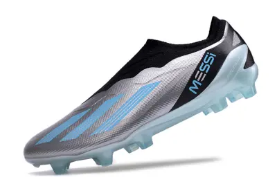 Messi x Adidas X Crazyfast Elite Laceless FG - Silver/Sky Blue/Black