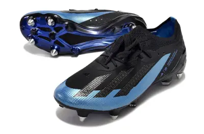 Bugatti x Adidas X Crazyfast.1 SG Soft Ground Soccer Cleats - Black/Ocean Blue/Thunder Blue
