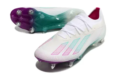 Adidas X Crazyfast.1 SG Soft Ground Soccer Cleats - White/Aqua Blue/Purple Dream