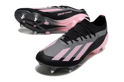 Adidas X Crazyfast.1 SG Soft Ground Soccer Cleats - Black/Pink Blaze/Charcoal Grey