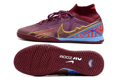 Nike Air Zoom Mercurial Superfly 9 Elite IC - Burgundy/Golden/Blue