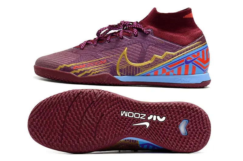 Nike Air Zoom Mercurial Superfly 9 Elite IC - Burgundy/Golden/Blue