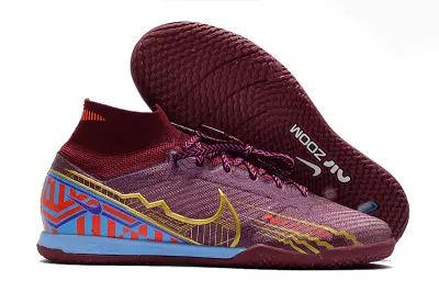 Nike Air Zoom Mercurial Superfly 9 Elite IC - Burgundy/Golden/Blue