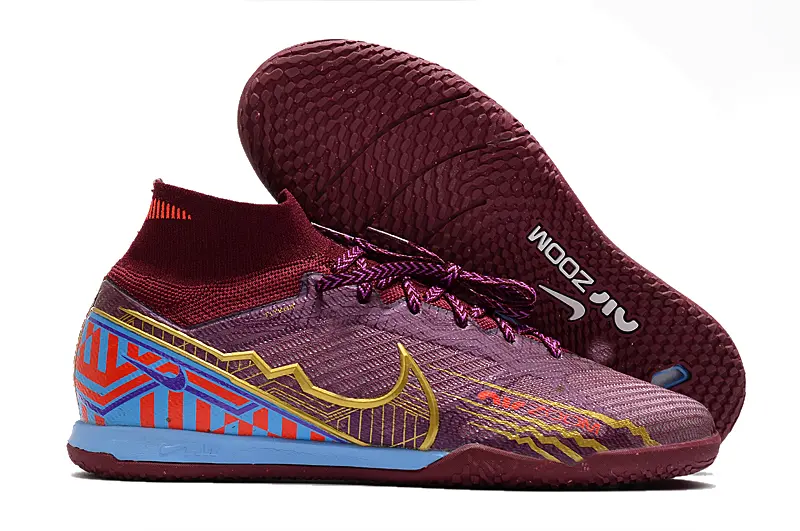 Nike Air Zoom Mercurial Superfly 9 Elite IC - Burgundy/Golden/Blue