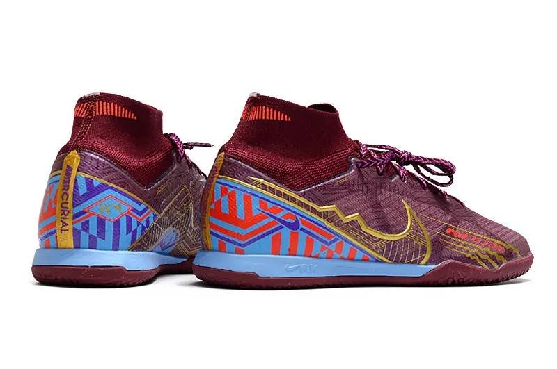 Nike Air Zoom Mercurial Superfly 9 Elite IC - Burgundy/Golden/Blue