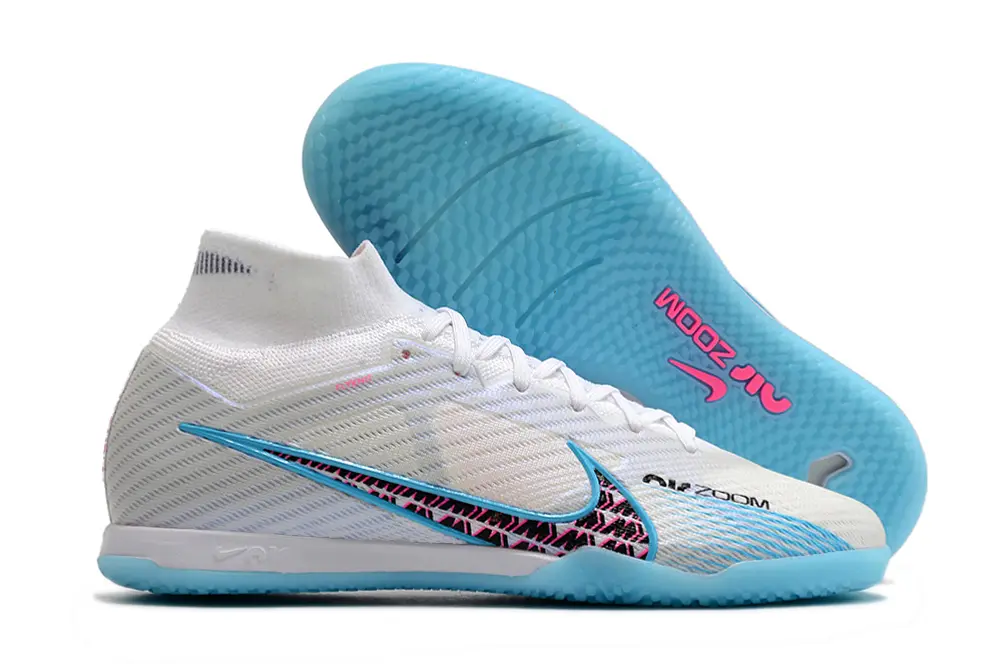 Nike Air Zoom Mercurial Superfly 9 Elite IC - White/Sky Blue/Fuchsia Pink