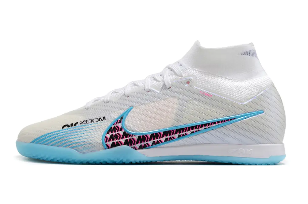 Nike Air Zoom Mercurial Superfly 9 Elite IC - White/Sky Blue/Fuchsia Pink