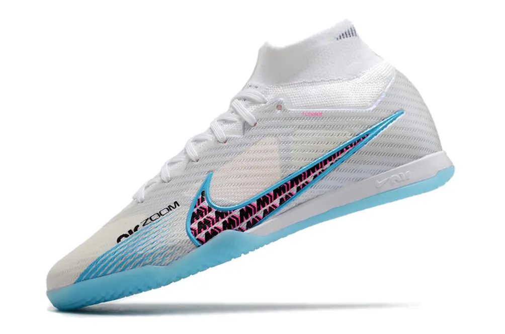Nike Air Zoom Mercurial Superfly 9 Elite IC - White/Sky Blue/Fuchsia Pink