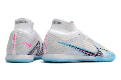 Nike Air Zoom Mercurial Superfly 9 Elite IC - White/Sky Blue/Fuchsia Pink