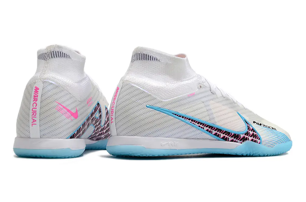Nike Air Zoom Mercurial Superfly 9 Elite IC - White/Sky Blue/Fuchsia Pink