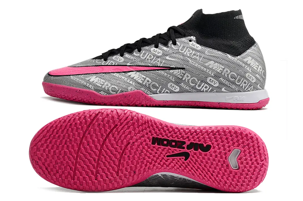 Nike Air Zoom Mercurial Superfly 9 Elite IC - Gray/Hot Pink/Stormy Gray