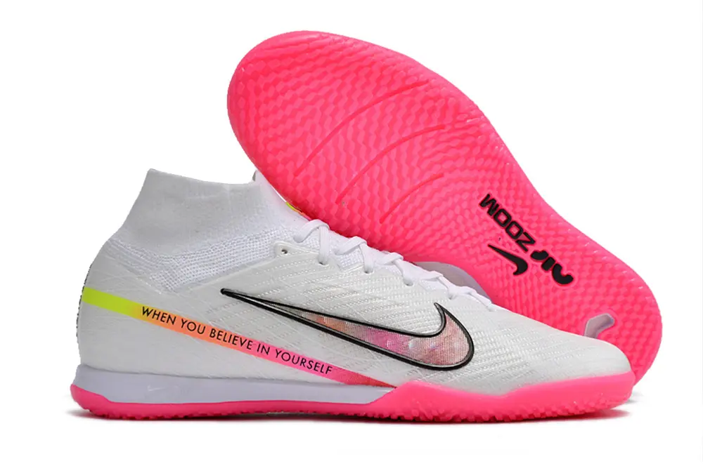 Nike Air Zoom Mercurial Superfly 9 Elite IC - White/Neon Pink/Smooth Yellow