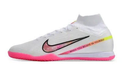 Nike Air Zoom Mercurial Superfly 9 Elite IC - White/Neon Pink/Smooth Yellow