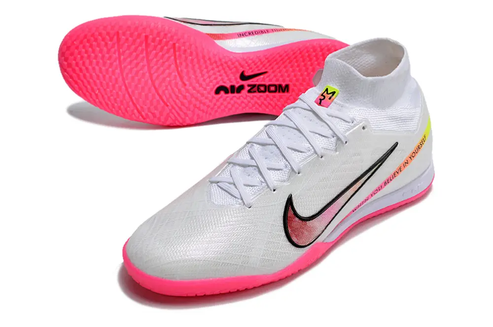 Nike Air Zoom Mercurial Superfly 9 Elite IC - White/Neon Pink/Smooth Yellow