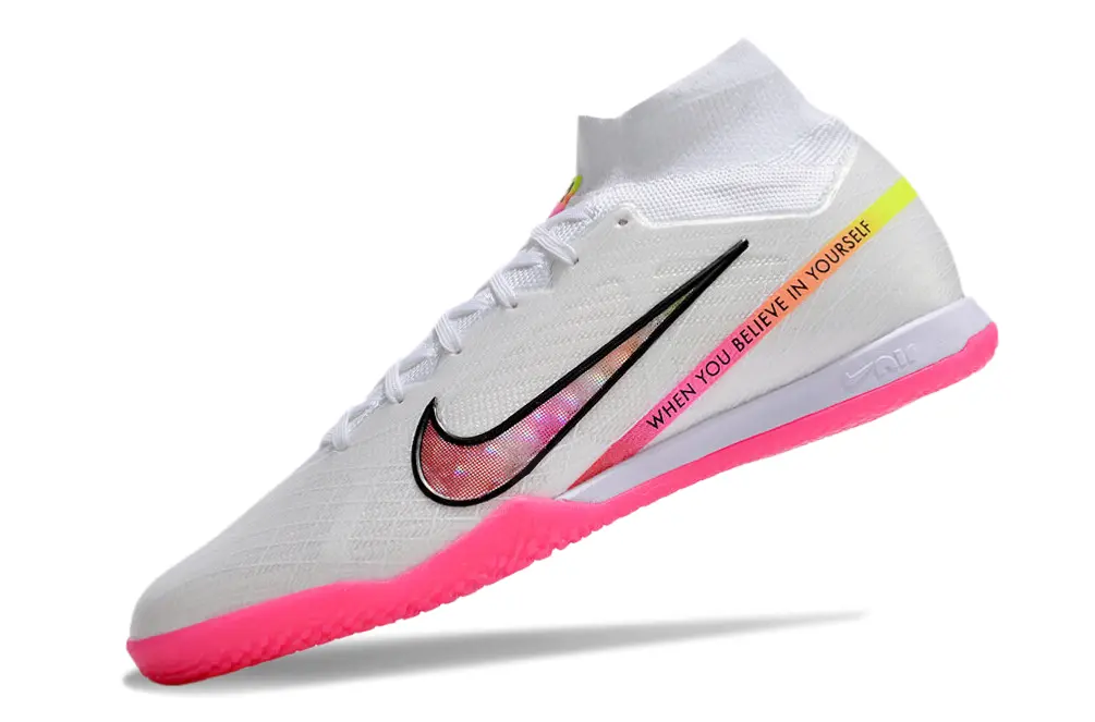 Nike Air Zoom Mercurial Superfly 9 Elite IC - White/Neon Pink/Smooth Yellow