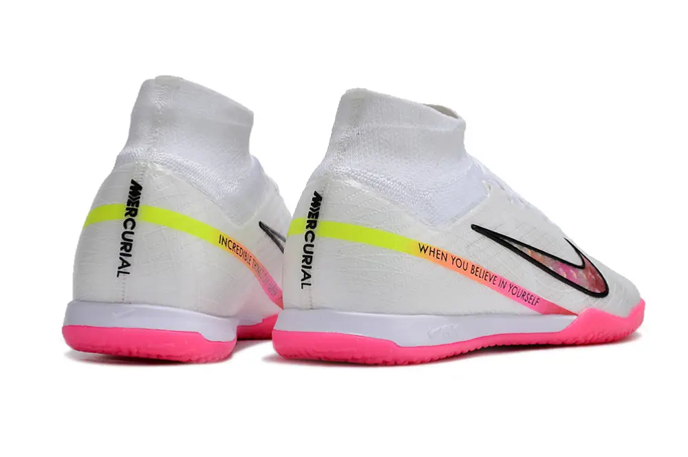 Nike Air Zoom Mercurial Superfly 9 Elite IC - White/Neon Pink/Smooth Yellow