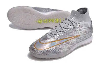 Nike Air Zoom Mercurial Superfly 9 Elite IC - Silver/Metallic Yellow/Gradient Iridescent