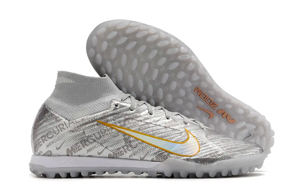 Nike Air Zoom Mercurial Superfly 9 Elite TF - Silver/Iridescent Gold/White