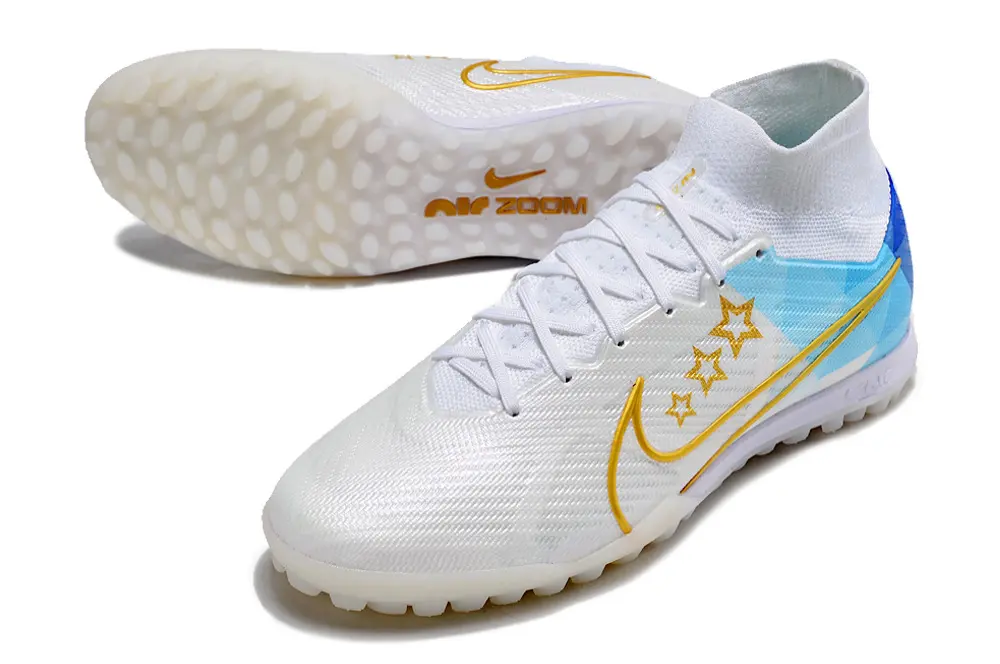 Nike Air Zoom Mercurial Superfly 9 Elite TF - White/Sky Blue/Gold